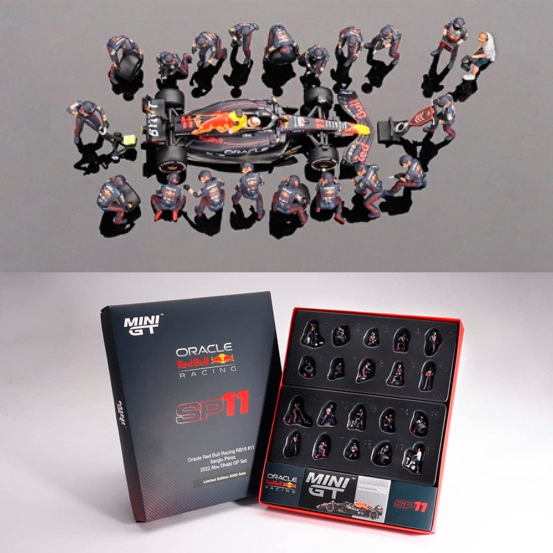 Mini GT Red Bull RB18 #11 Perez Car & Pit Crew Set (1:64) (Box Dented)