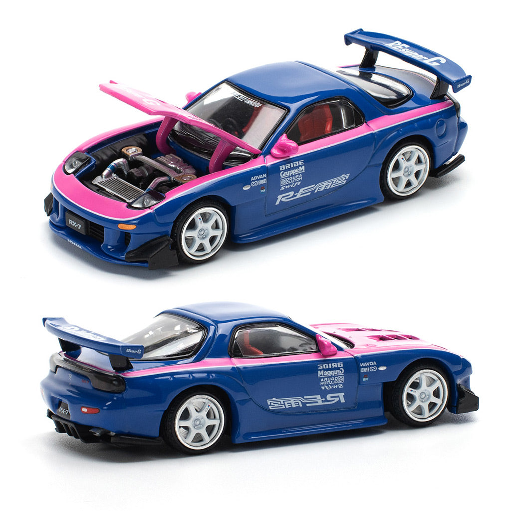 Pop Race Mazda RX7 Re-Amemiya Widebody Blue / Pink (240) (1:64 Scale)