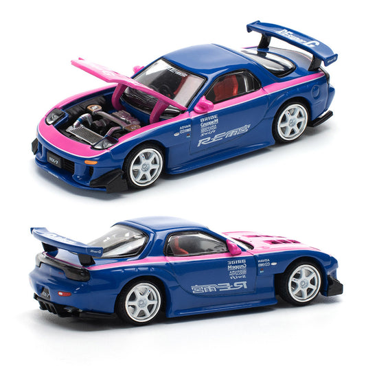 Pop Race Mazda RX7 Re-Amemiya Widebody Blue / Pink (240) (1:64 Scale)