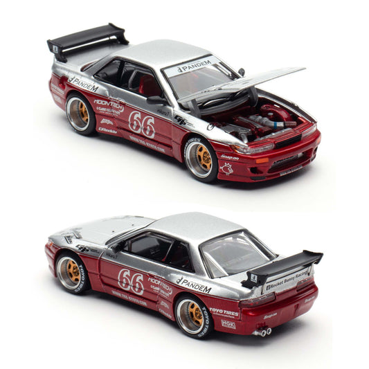 Pop Race Pandem Silvia S13 Moontech Red (258) (1:64 Scale)
