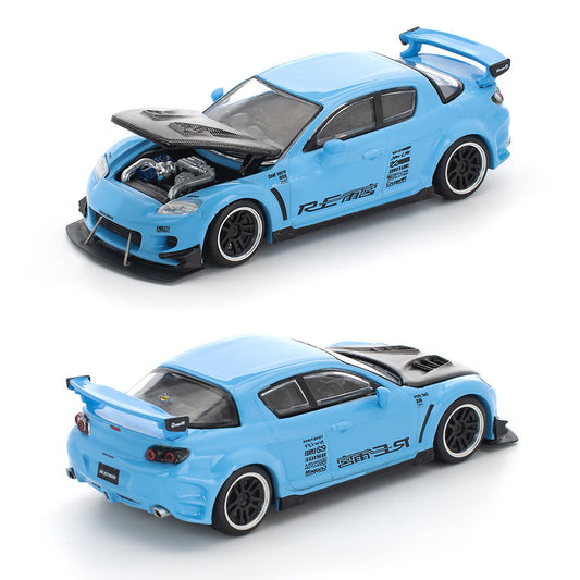 Pop Race Mazda RX8 Re-Amemiya Light Blue (270) (1:64 Scale)