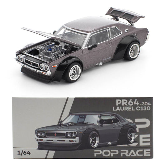 Pop Race Nissan Laurel C130 Metallic Grey (304) (1:64 Scale)