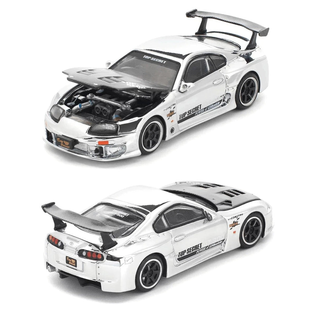 Pop Race Top Secret GT300 Supra Chrome Silver (PR640325) (1:64 Scale)