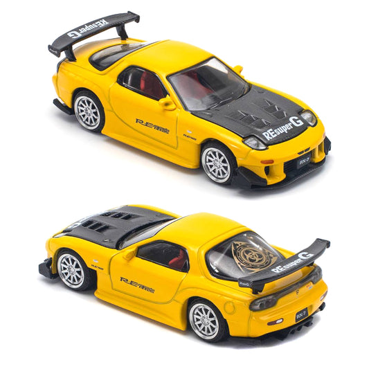 Pop Race Mazda RX7 FD3S Re-Amemiya Widebody Yellow (116) (1:64)