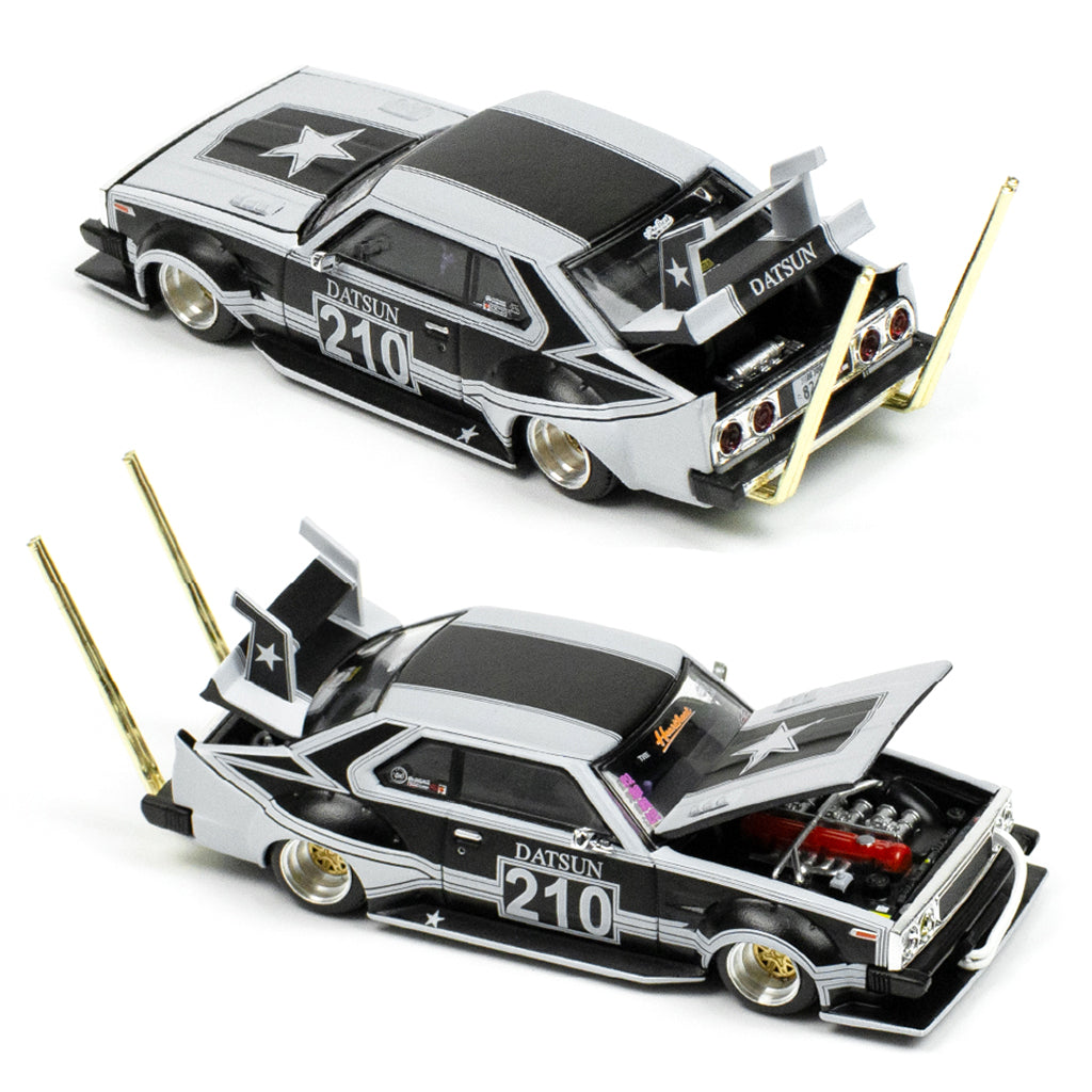 Pop Race Nissan Skyline C210 Kaido Racer Bosozoku Black/Grey (1:64)