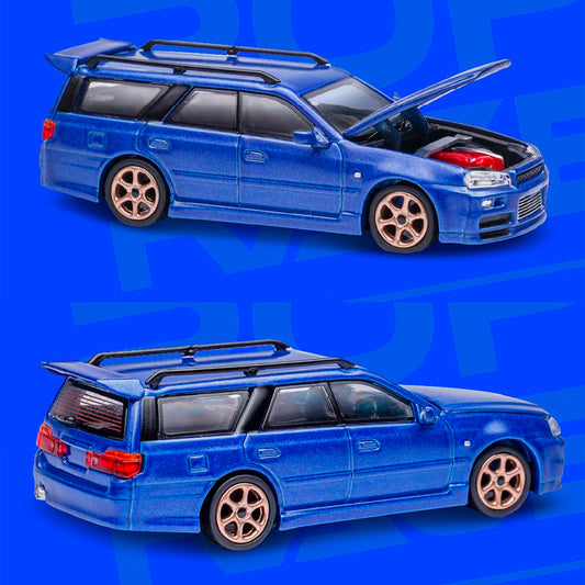 Pop Race Nissan Stagea Bayside Blue (1/64)