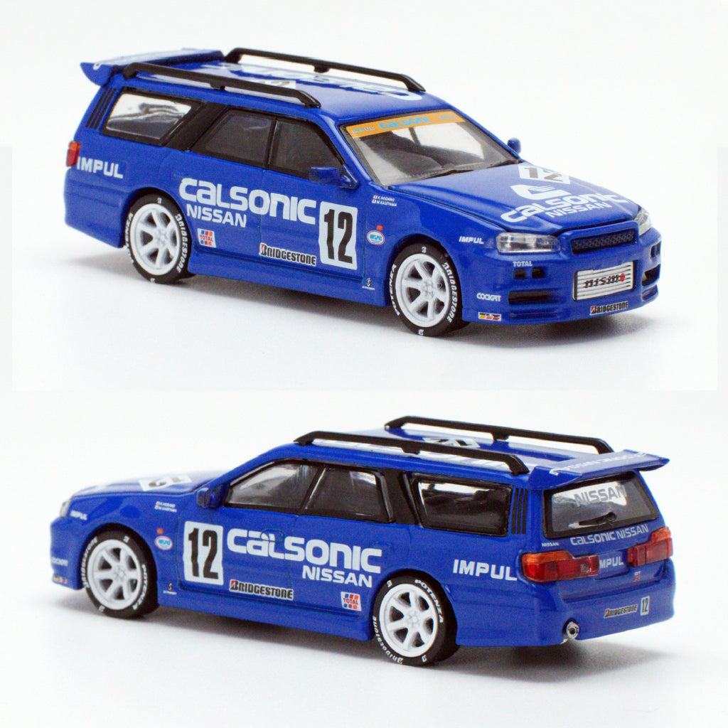 Pop Race Nissan Stagea R34 Calsonic Blue Livery (1:64)