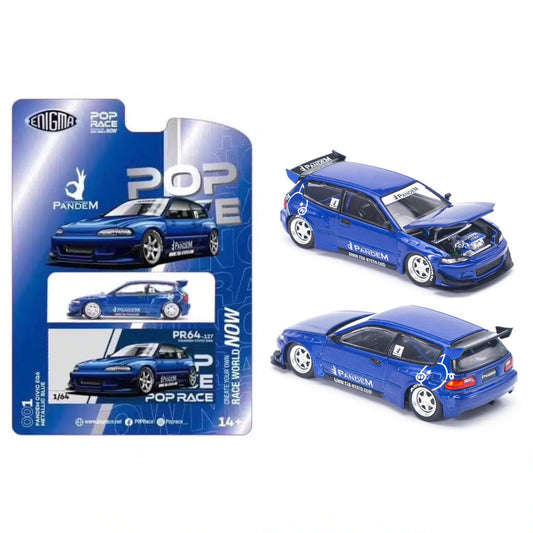 Pop Race Honda Civic EG6 Pandem V1.5 Blue (1:64) Enigma Blister Pack