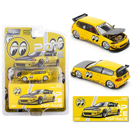 Pop Race Pandem Honda Civic EG6 Mooneyes Yellow (1:64) Enigma Blister