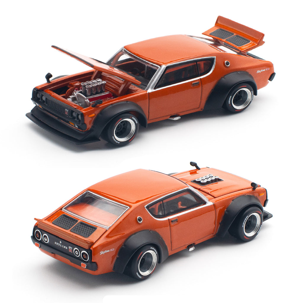 Pop Race Nissan Skyline GT-R V8 Drift Kenmeri Orange (PR64-173) (1:64)