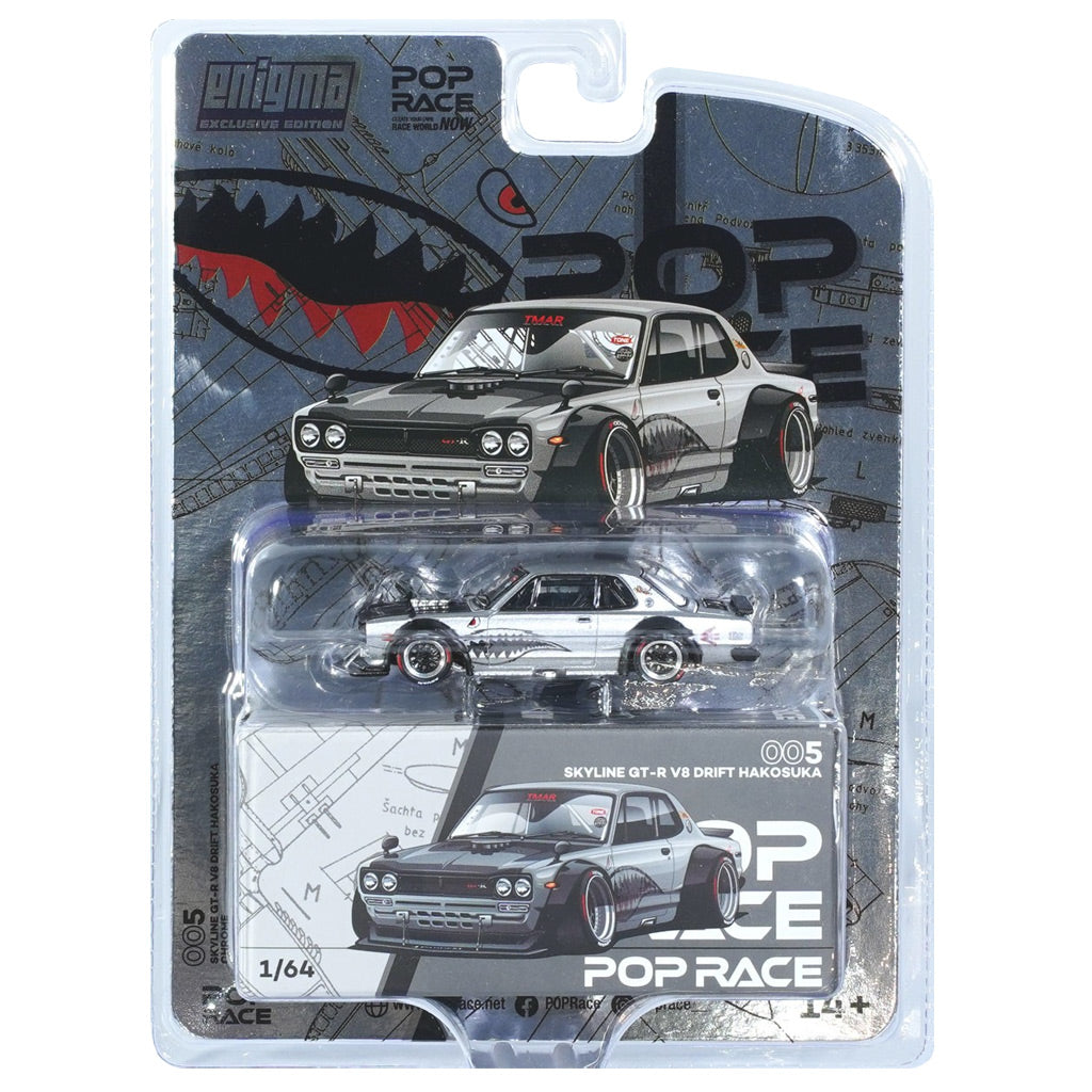 Pop Race Nissan Skyline GT-R V8 Drift Hakosuka Silver (1:64) (Enigma)