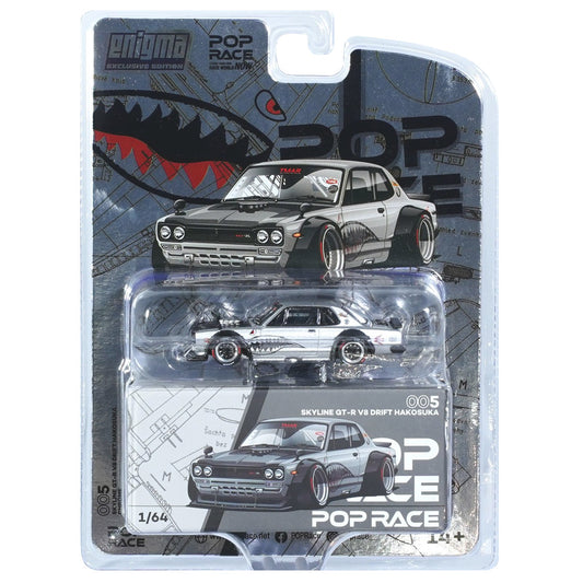 Pop Race Nissan Skyline GT-R V8 Drift Hakosuka Silver (1:64) (Enigma)
