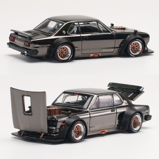 Pop Race Nissan Skyline GT-R V8 Drift Hakosuka Dark Chrome (1:64)