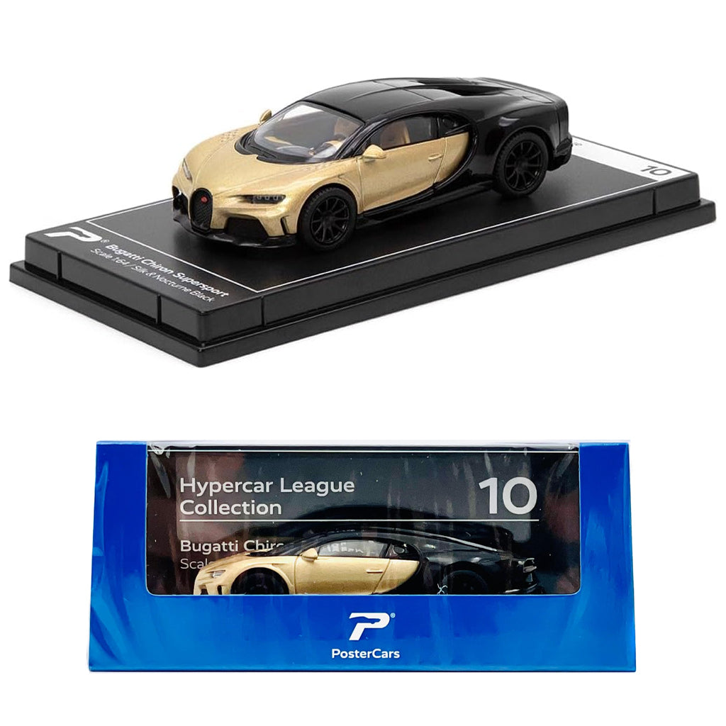 PosterCars Bugatti Chiron Supersport Gold / Black (1:64 Scale)