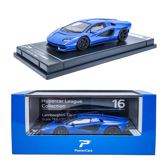PosterCars Lamborghini Countach LPI 800-4 Blue (1:64 Scale)