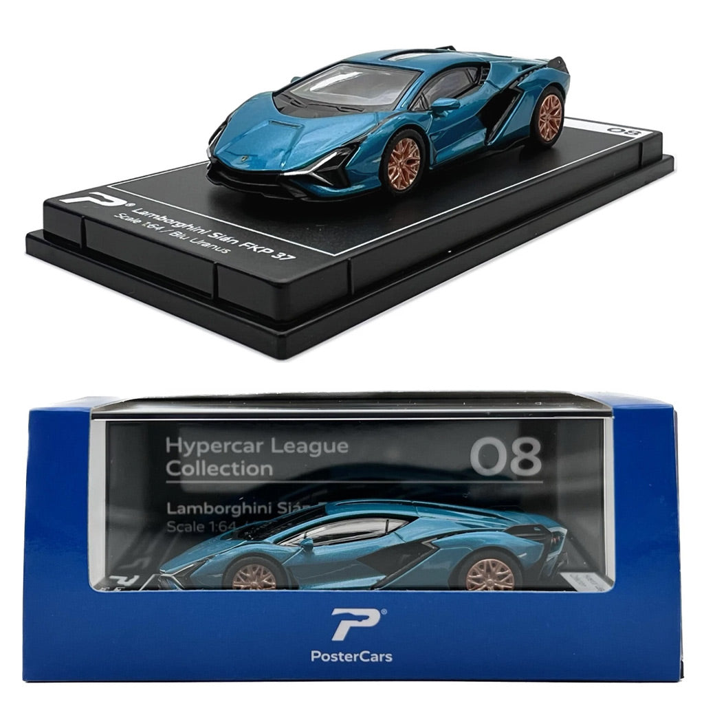 PosterCars Lamborghini Sian FKP 37 Blu Uranus (1:64 Scale)