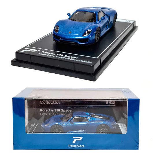 PosterCars Porsche 918 Spyder Sapphire Blue (1:64)