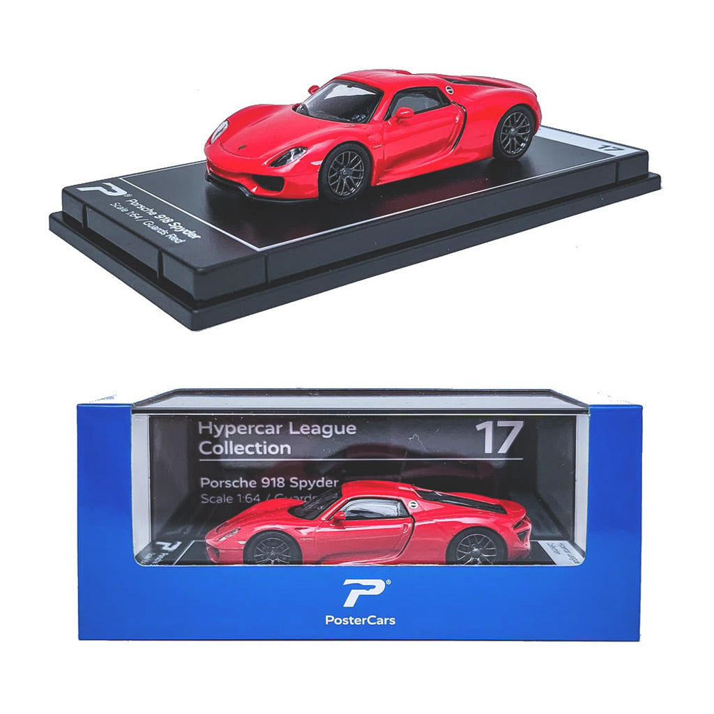 PosterCars Porsche 918 Spyder Guards Red (1:64 Scale)