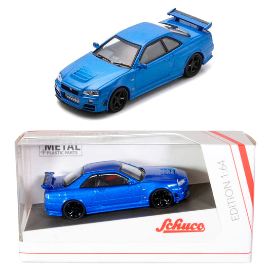Schuco Nismo R34 GT-R Z-Tune Bayside Blue (1:64)