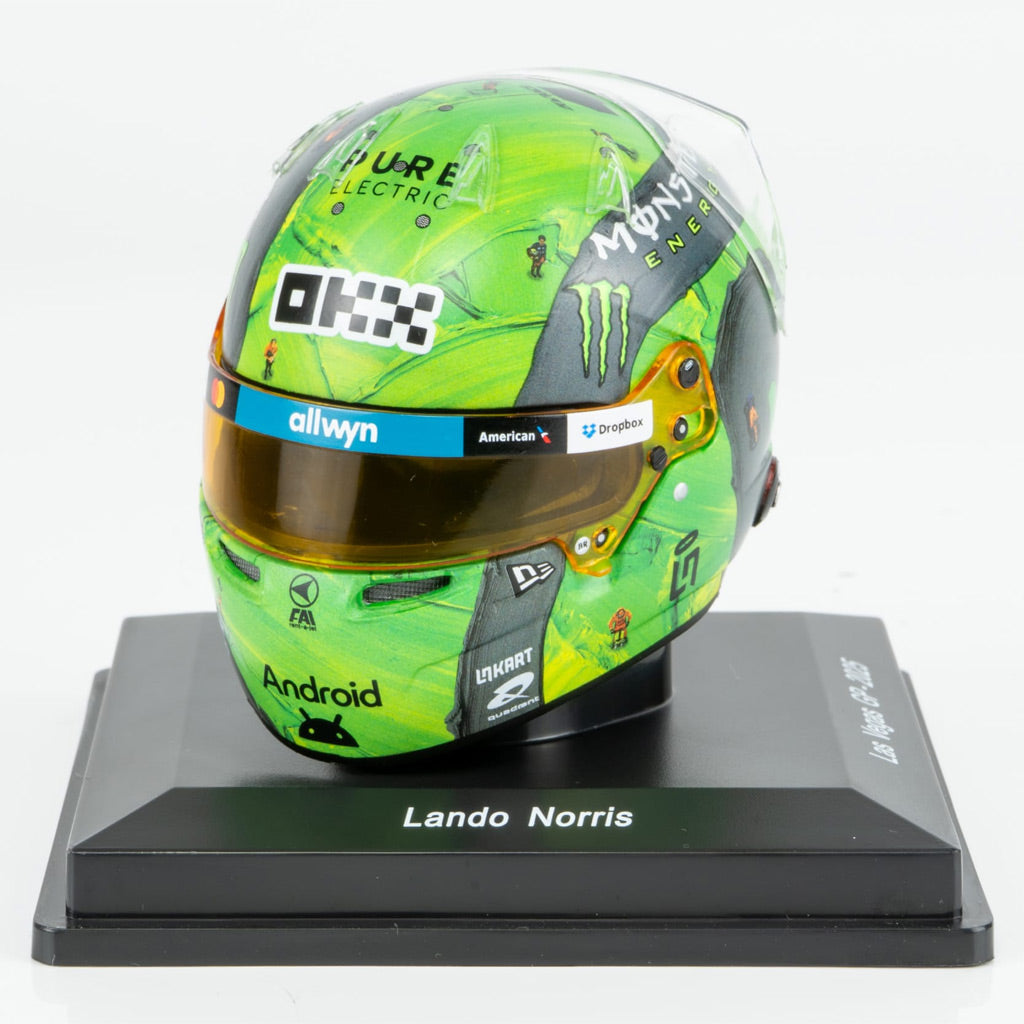 Lando Norris 2025 Las Vegas McLaren F1 Mini Helmet (1:5 Scale) Spark