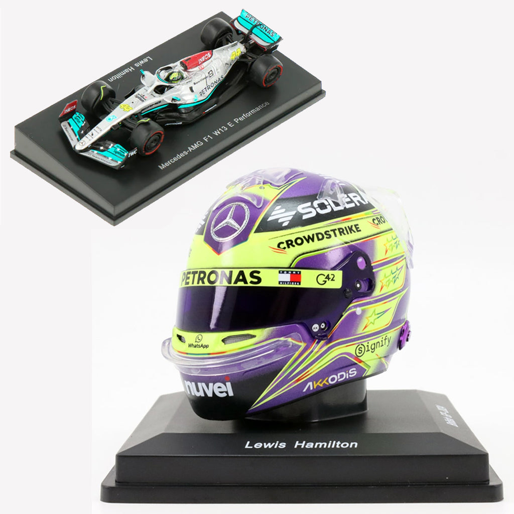Lewis Hamilton British GP 2024 Mercedes 1:5 Helmet & 1:64 Mercedes W13