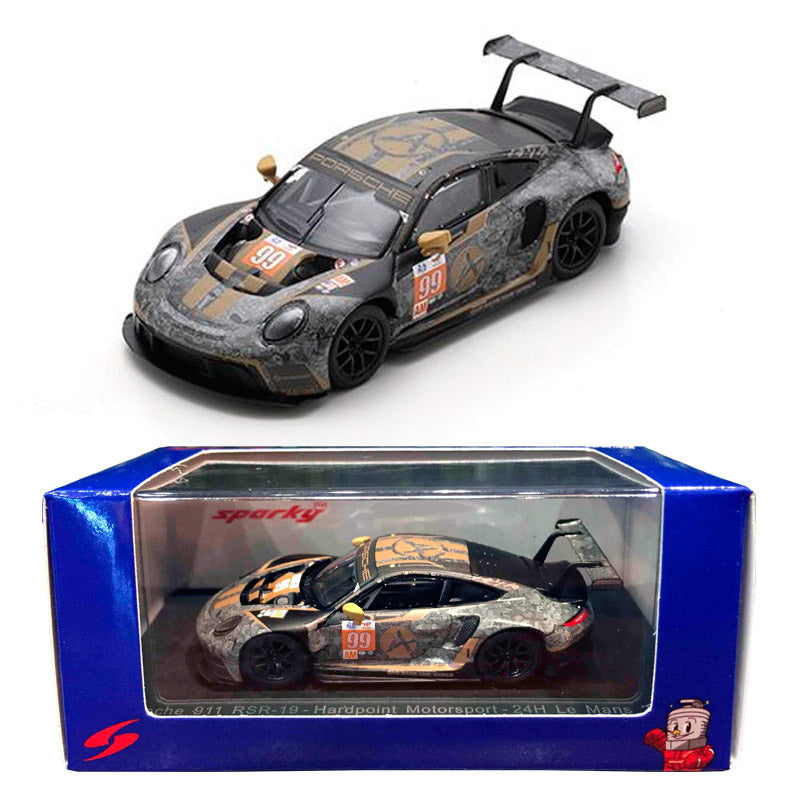 Coche Miniatura Porsche 911 RSR-19 Le Mans 2022 - Escala 1/64, Color Negro, Edición Coleccionable SPARKY
