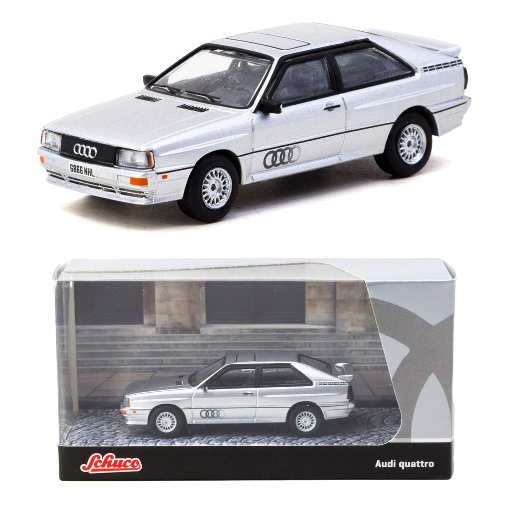 Tarmac X Schuco Audi Quattro Silver (1:64 Scale) Collab64