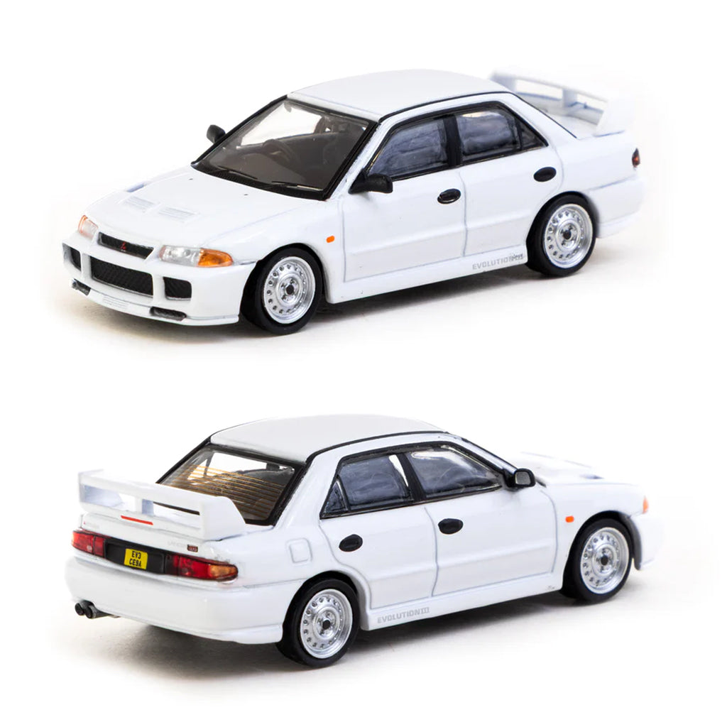 Tarmac Works Mitsubishi Lancer RS Evolution III White (1:64 Scale)