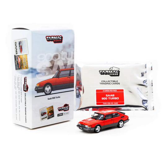 Tarmac Works Saab 900 Turbo Red With Tarmac Cards Pack (1:64 Scale)