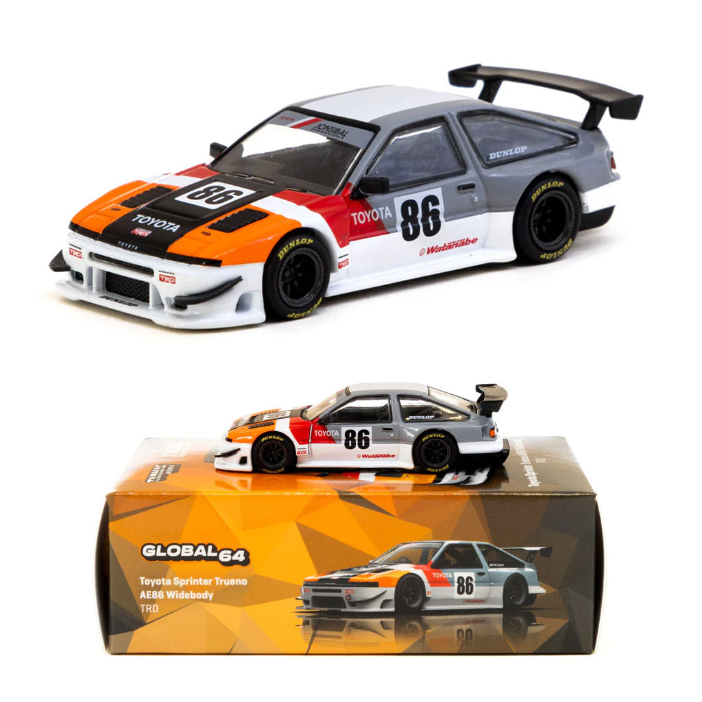 Tarmac Works Toyota Sprinter Trueno AE86 Widebody TRD (1:64 Scale)