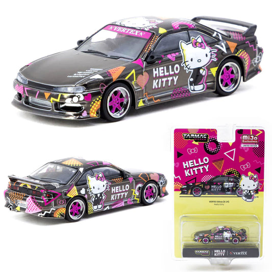 Tarmac Vertex Nissan Silvia S14 Black Chrome Hello Kitty (1:64 Scale)