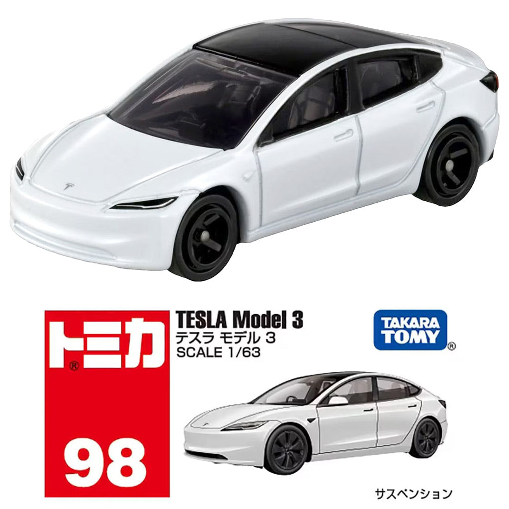 Tomica Tesla Model 3 White (No 98) (1:63 Scale) Takara Tomy