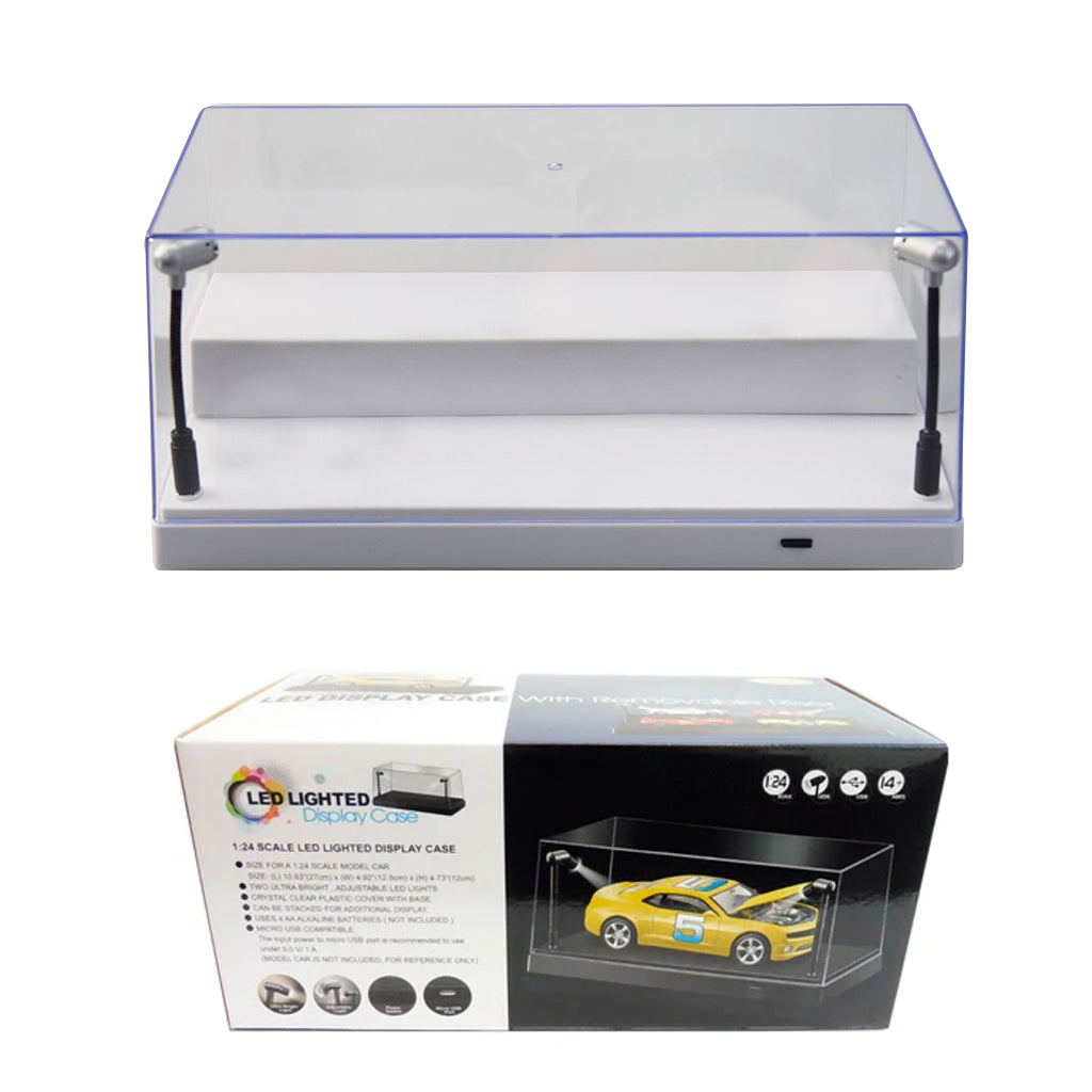 Triple9 LED Display Case With Riser - White Base (1:24 - 1:64 Scale)
